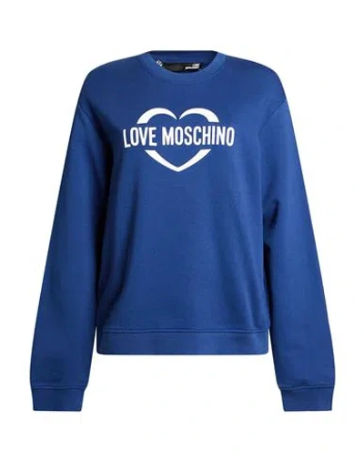 Love Moschino Woman Sweatshirt Navy Size 2 Cotton In Blue