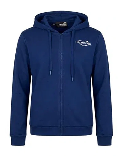 Love Moschino Woman Sweatshirt Navy Size 6 Cotton, Elastane In Blue