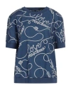Love Moschino Woman Sweatshirt Navy Size 8 Cotton, Elastane In Navy