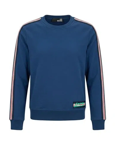 Love Moschino Woman Sweatshirt Navy Size 8 Cotton, Elastane In Blue
