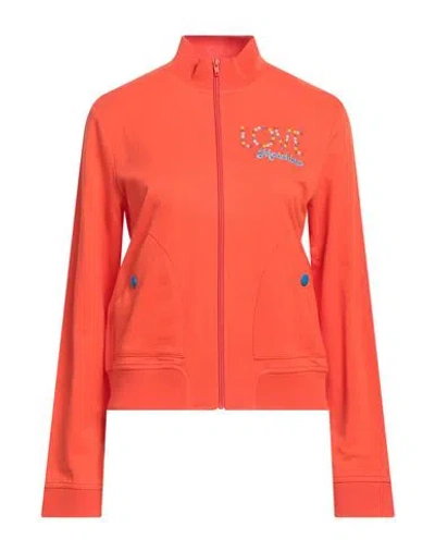 Love Moschino Woman Sweatshirt Orange Size 10 Cotton