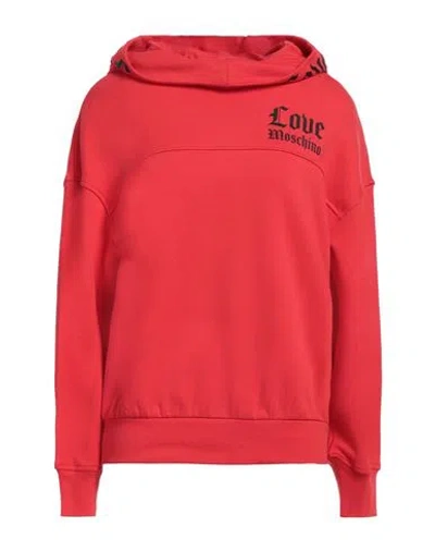 Love Moschino Woman Sweatshirt Red Size 10 Cotton, Elastane