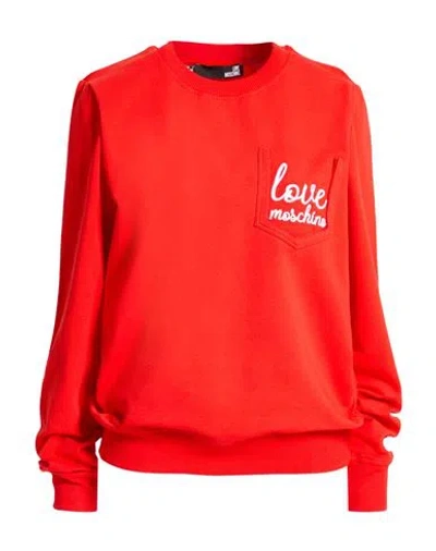 Love Moschino Woman Sweatshirt Red Size 4 Cotton, Elastane