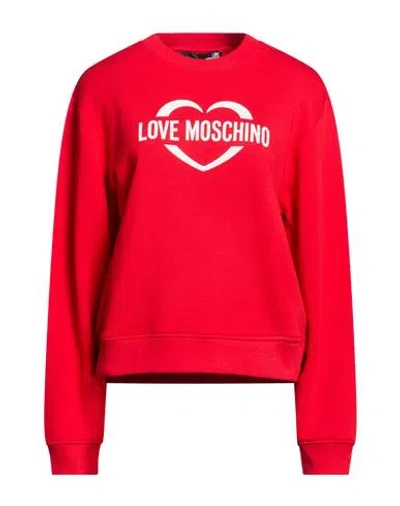 Love Moschino Woman Sweatshirt Red Size 6 Cotton