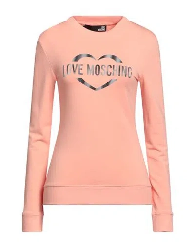 Love Moschino Woman Sweatshirt Salmon Pink Size 6 Cotton, Modal, Elastane