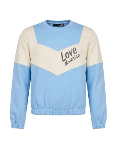 Love Moschino Woman Sweatshirt Sky Blue Size 4 Cotton, Elastane