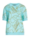 Love Moschino Woman Sweatshirt Turquoise Size 8 Cotton, Elastane In Blue