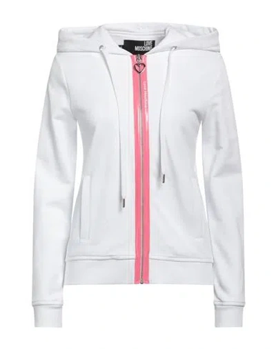 Love Moschino Woman Sweatshirt White Size 10 Cotton, Elastane