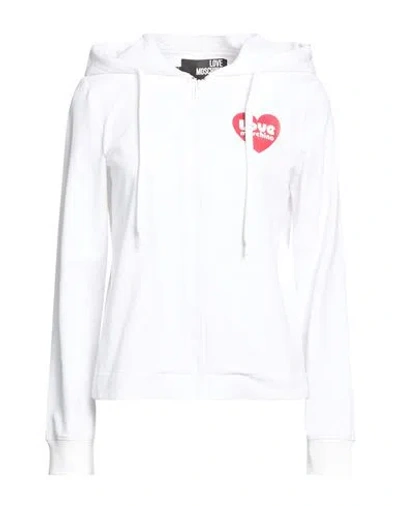 Love Moschino Woman Sweatshirt White Size 10 Cotton, Elastane