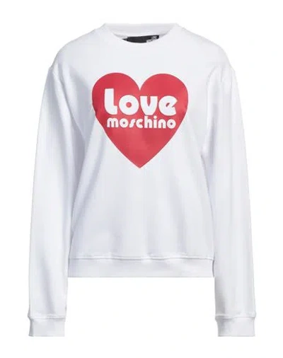 Love Moschino Woman Sweatshirt White Size 6 Cotton, Elastane