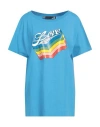 Love Moschino Woman T-shirt Azure Size 10 Cotton In Blue