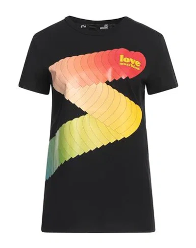 Love Moschino Woman T-shirt Black Size 10 Cotton, Elastane In Black