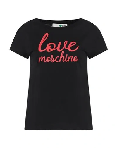 Love Moschino Woman T-shirt Black Size 8 Cotton, Elastane