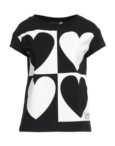 Love Moschino Woman T-shirt Black Size 8 Cotton, Elastane