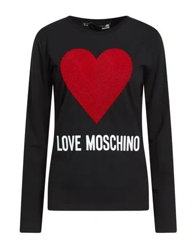 Love Moschino Woman T-shirt Black Size 8 Cotton, Elastane