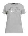 Love Moschino Woman T-shirt Grey Size 10 Cotton In Gray