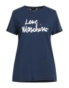 Love Moschino Woman T-shirt Navy Size 10 Cotton In Blue