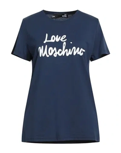 Love Moschino Woman T-shirt Navy Size 10 Cotton In Blue