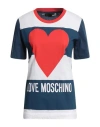 Love Moschino Woman T-shirt Navy Size 6 Cotton, Elastane In Navy