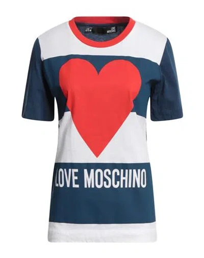 Love Moschino Woman T-shirt Navy Size 6 Cotton, Elastane
