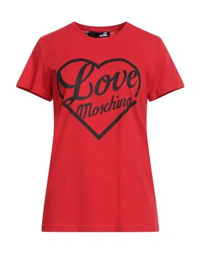 Love Moschino Woman T-shirt Red Size 10 Cotton