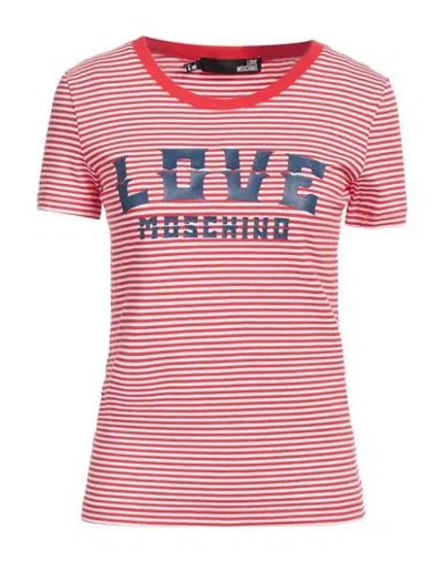 Love Moschino Woman T-shirt Red Size 8 Cotton, Elastane