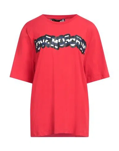 Love Moschino Woman T-shirt Red Size 6 Cotton, Elastane