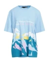 Love Moschino Woman T-shirt Sky Blue Size 8 Cotton, Elastane In Blue