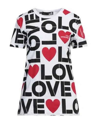 Love Moschino Woman T-shirt White Size 8 Cotton, Elastane