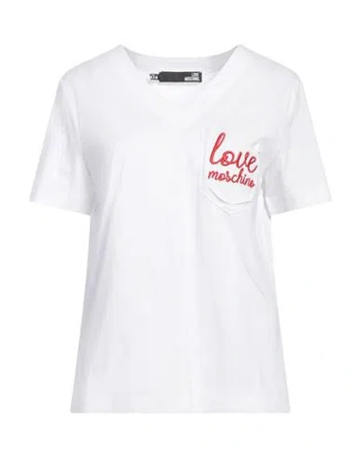 Love Moschino Woman T-shirt White Size 4 Cotton