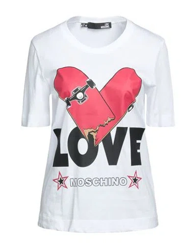Love Moschino Woman T-shirt White Size 10 Cotton