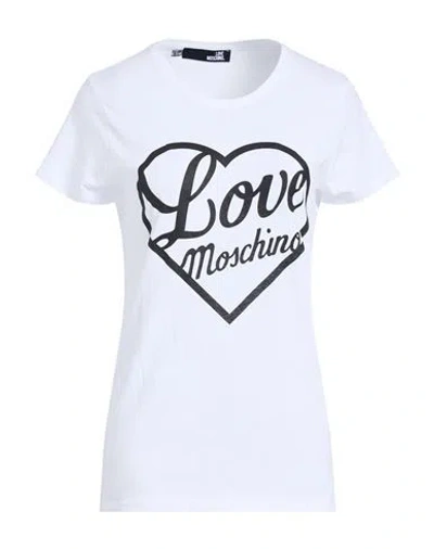 Love Moschino Woman T-shirt White Size 8 Cotton
