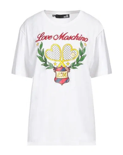 Love Moschino Woman T-shirt White Size 8 Cotton, Elastane