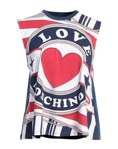 Love Moschino Woman Top Navy Size 6 Cotton, Elastane