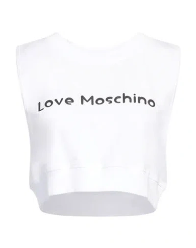 Love Moschino Woman Top White Size 10 Cotton, Elastane