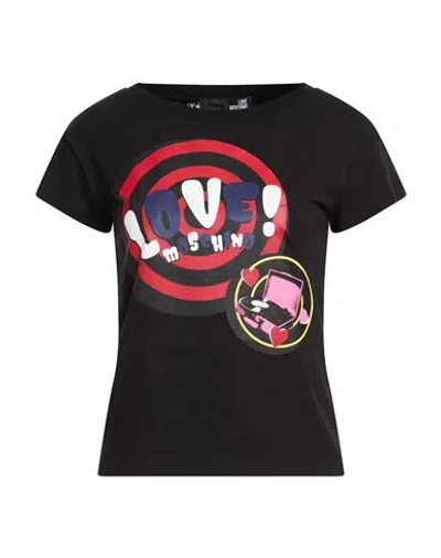Love Moschino Woman T-shirt Black Size 2 Cotton, Elastane