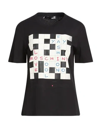 Love Moschino Woman T-shirt Black Size 6 Cotton