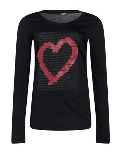 Love Moschino Woman T-shirt Black Size 8 Modal, Cotton