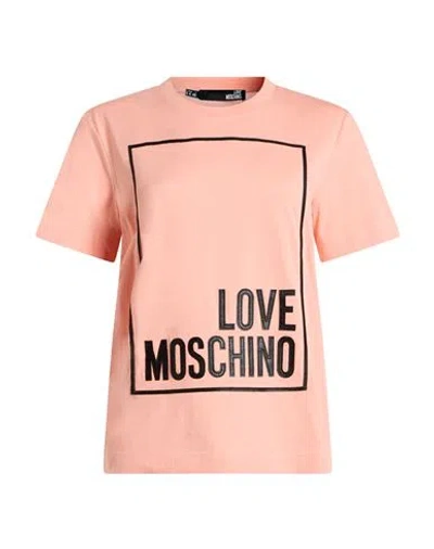 Love Moschino Woman T-shirt Coral Size 4 Cotton, Elastane In Pink