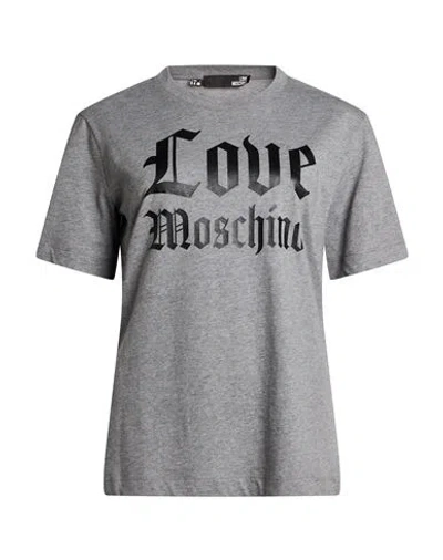 Love Moschino Woman T-shirt Grey Size 2 Cotton, Elastane In Gray