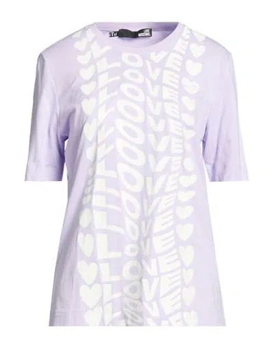 Love Moschino Woman T-shirt Lilac Size 8 Cotton, Elastane In Purple