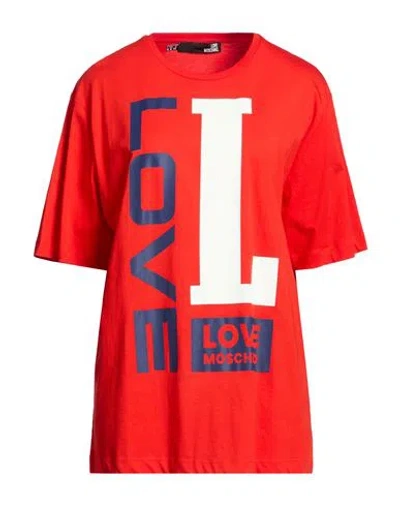Love Moschino Woman T-shirt Red Size 10 Cotton