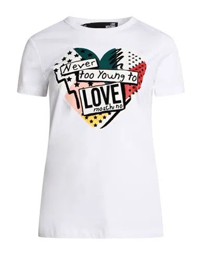 Love Moschino Woman T-shirt White Size 10 Cotton