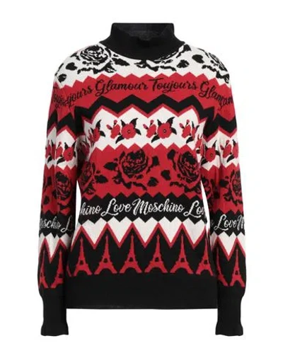 Love Moschino Woman Turtleneck Red Size 4 Wool, Polyamide