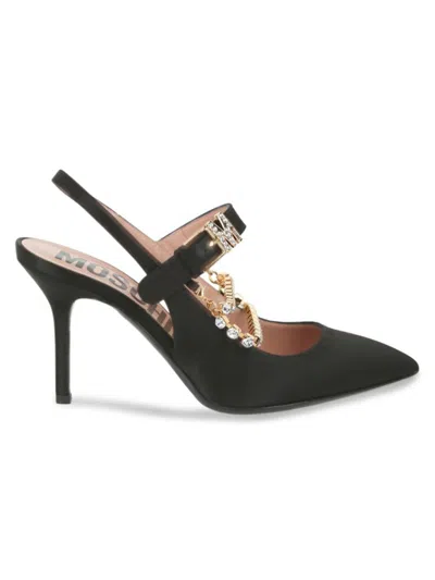 Love Moschino Women's 100mm Metal Chain Rhinestone-embellished Slingback Pumps
