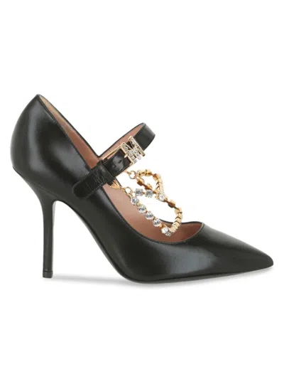 Love Moschino Women's 100mm Rhinestone-embellished Leather Pumps