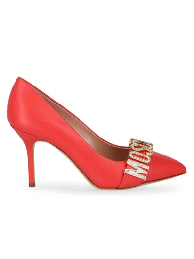 Love Moschino Women's 85mm Soft Leather Crystal Logo Pumps