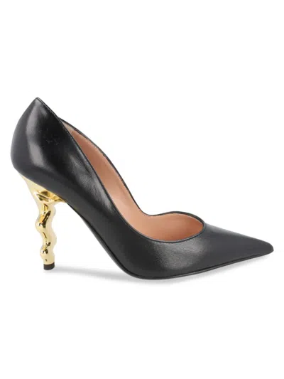 Love Moschino Women's 95mm Gold Metal Sculpted Heel Leather Pumps