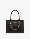 Love Moschino Structured Black Handbag With Distinctive Gold-tone Chain In Black