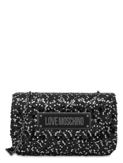 Love Moschino Sequin-embellished Cross Body Bag In Black